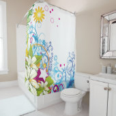 Funky Floral Garden mit Lily Blume und Star Duschvorhang (Beispiel)