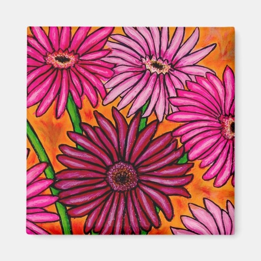 Funky Floral Gerber Daisy Magnet (Vorne)