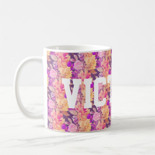 Funky Floral Individuelle Name Kaffeetasse (Links)