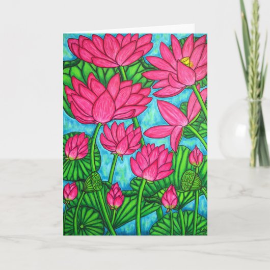 Funky Floral - Lotus Greeting Card Karte (Vorderseite)
