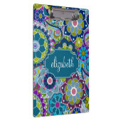 Funky Floral Muster mit Individuelle Name Klemmbrett (Rechts)