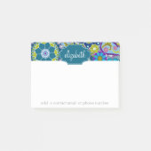 Funky Floral Muster mit Individuelle Name Post-it Klebezettel (Vorderseite)