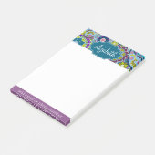 Funky Floral Muster mit Individuelle Name Post-it Klebezettel (angewinkelt)