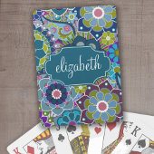 Funky Floral Muster mit Individuelle Name Spielkarten