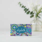 Funky Floral Muster mit Individuelle Name Visitenkarte (Stehend Vorderseite)