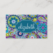 Funky Floral Muster mit Individuelle Name Visitenkarte (Vorderseite)