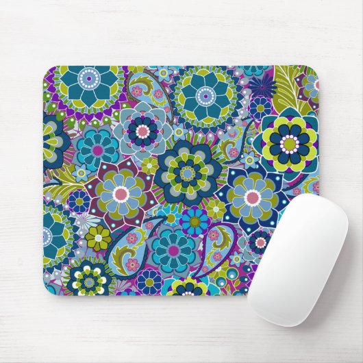 Funky Floral Pattern in trendigen Farben Mousepad (Mit Mouse)