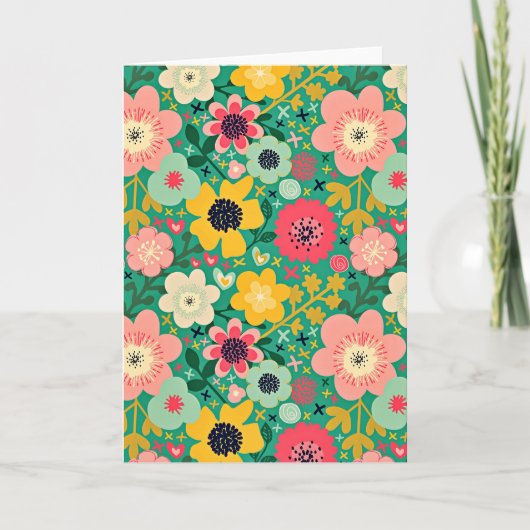 Funky Floral Pattern Karte (Vorderseite)