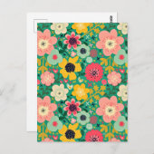 Funky Floral Pattern Postkarte (Vorne/Hinten)