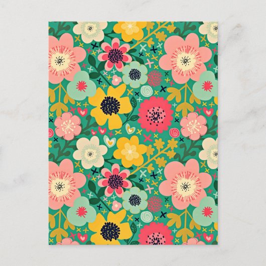Funky Floral Pattern Postkarte (Vorderseite)
