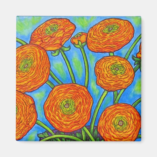 Funky Floral Ranunculus Magnet (Vorne)
