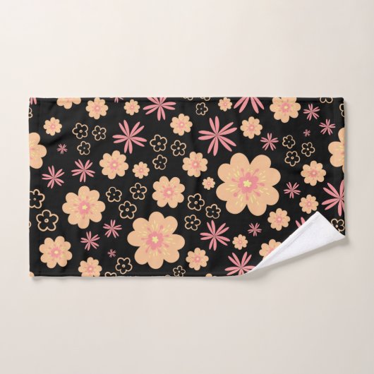 Funky Floral Retro Pattern Badetuch Set (Handtuch)