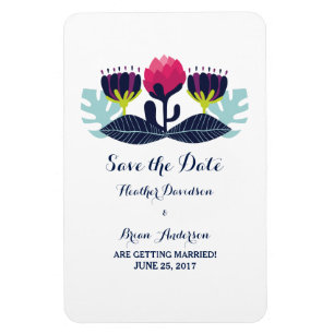 Funky Floral Save the Date Flexi Magnet