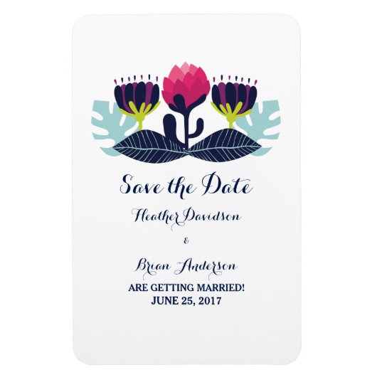 Funky Floral Save the Date Flexi Magnet (Vertikal)