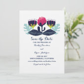 Funky Floral Save the Date laden (Stehend Vorderseite)