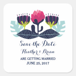 Funky Floral Save the Date Stickers