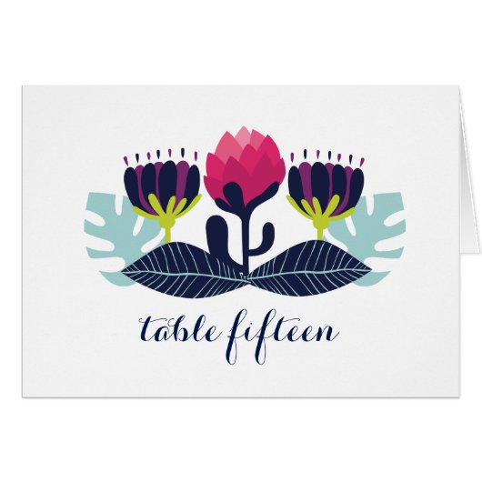Funky Floral Tischnummer Card (Vorderseite (Horizontal))