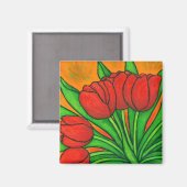 Funky Floral Tulip Magnet (Vorderseite/Rückseite)