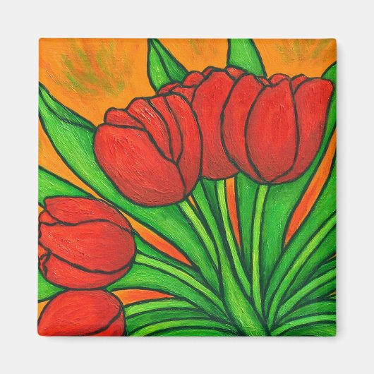 Funky Floral Tulip Magnet (Vorne)