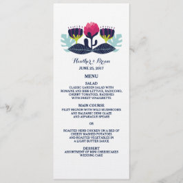 Funky Floral Wedding Menu Card Menükarte