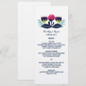 Funky Floral Wedding Menu Card Menükarte (Vorne/Hinten)