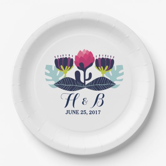 Funky Floral Wedding Paper Tellers Pappteller (Vorderseite)