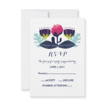Funky Floral Wedding RSVP Card
