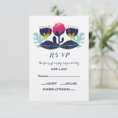 Funky Floral Wedding RSVP Card Karte (Stehend Vorderseite)