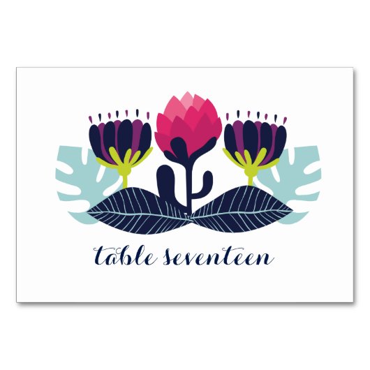 Funky Floral Wedding Table Card Tischnummer (Vorderseite)