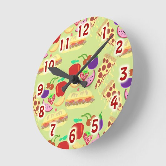 Funky Food Pattern Runde Wanduhr (Winkel)