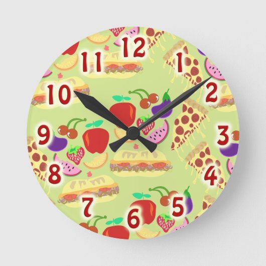 Funky Food Pattern Runde Wanduhr (Vorderseite)