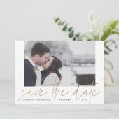 Funky Foto Frame | Gold Foil Elegante Moderne Save The Date (Stehend Vorderseite)