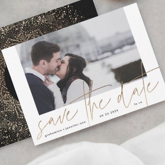 Funky Foto Frame | Gold Foil Elegante Moderne Save The Date