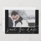 Funky Foto Frame Lässig Onyx Black Elegant Moderns Save The Date (Vorderseite)