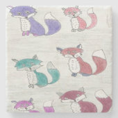 Funky Foxes Pattern Steinuntersetzer (Vorderseite)