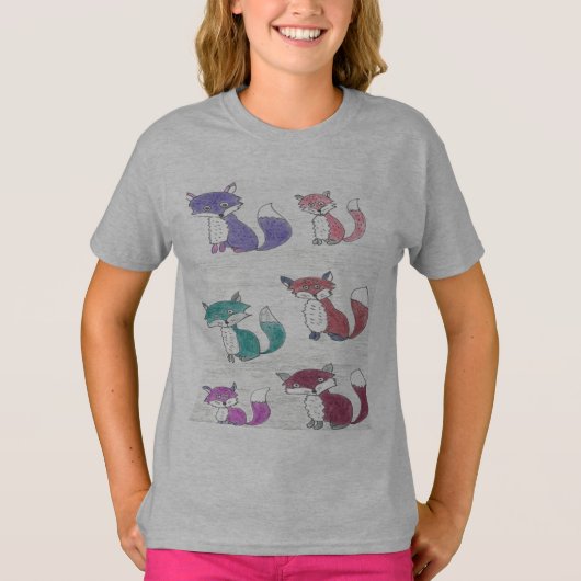 Funky Foxes Pattern T-Shirt (Vorderseite)