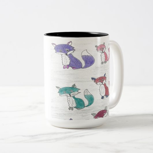 Funky Foxes Pattern Zweifarbige Tasse (VorderseiteRechts)