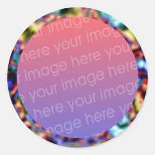 funky fraktale Textur-Fotorahmen Runder Aufkleber