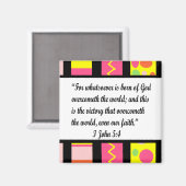 Funky frame, I John 5:4-Magnet Magnet (Vorderseite/Rückseite)