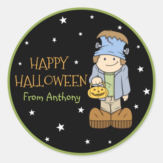 Funky Friends Frankenstein Halloween Sticker (Vorderseite)