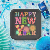 Funky frohes neues Jahr Pappteller (Party)