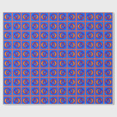 Funky fröhliches Orange- und Blue Dot-Muster Geschenkpapier (Flach)