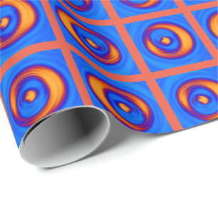Funky fröhliches Orange- und Blue Dot-Muster Geschenkpapier