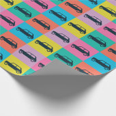 Funky Fun Checkerboard Mini Cooper Geschenkpapier (Ecke)