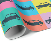 Funky Fun Checkerboard Mini Cooper Geschenkpapier (Rolleneckpunkt)