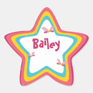 Funky Fun Colorful Fairy Wings Retro Candy Stripte Stern-Aufkleber