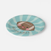 Funky Fun Football Kawaii Personalisiert Kids Part Pappteller (Schrägansicht)