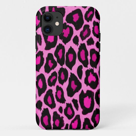 Funky Fun Hot Pink Black Leopard Print Phone Case (Rückseite)