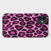 Funky Fun Hot Pink Black Leopard Print Phone Case (Rückseite (Horizontal))