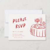 Funky Fun Modernes Retro QR Code Hochzeit RSVP Karte (Vorderseite)